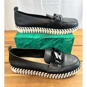 Bottero Twister Black Leather Loafer SZ 9 Women's Shoes EU 40